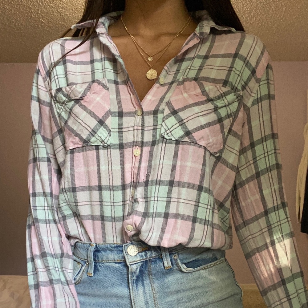 pink/light green flannel
